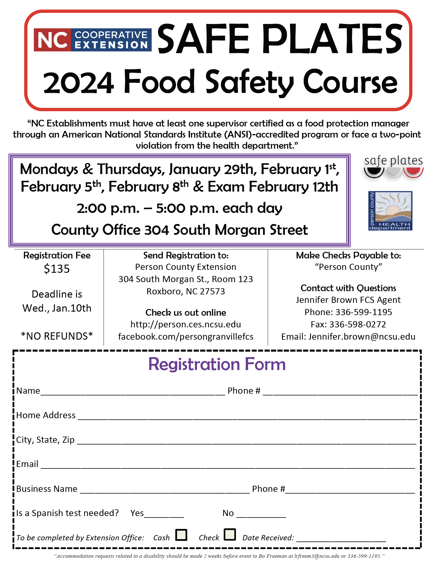Food Safety Course Flier