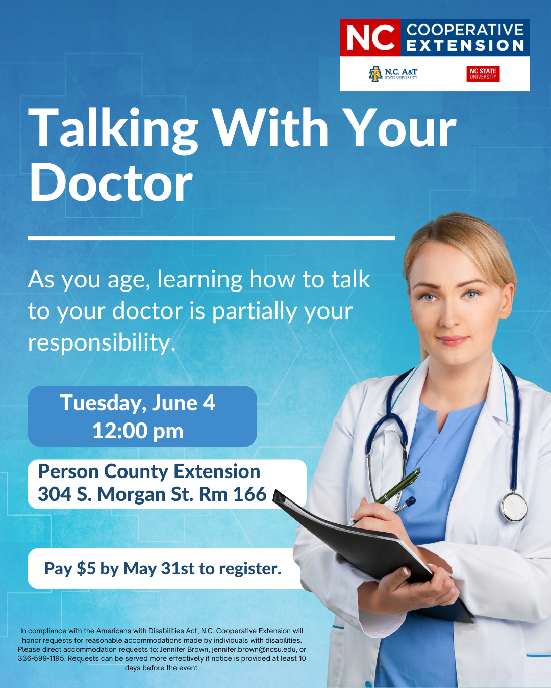 June 4 Lunch N Learn - Talk to Your Doctor